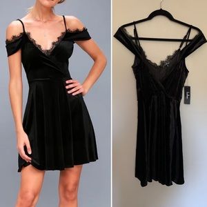 NWT Lulu’s Middle of the Night Black Mini Dress M